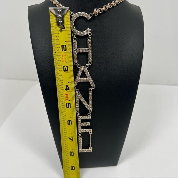 Crystal CHANEL Logo Runway Drop Necklace - Picture 7 of 8